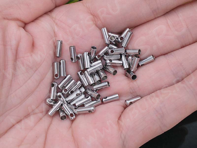 Концевик 121 8*3,5мм для шнура до 3мм цвет платины (Хирургическая сталь)(10шт)