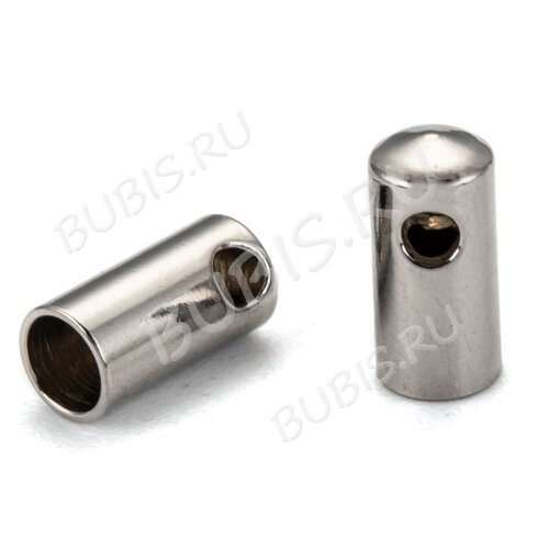 Концевик 121 8*3,5мм для шнура до 3мм цвет платины (Хирургическая сталь)(10шт)