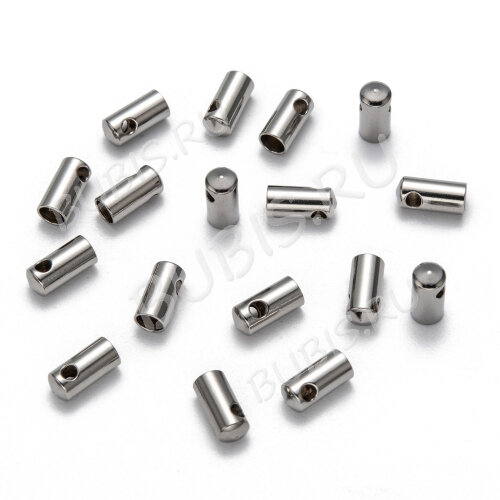 Концевик 121 8*3,5мм для шнура до 3мм цвет платины (Хирургическая сталь)(10шт)