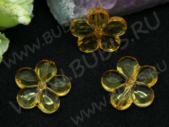 Бусина акрил Цветочек 19 гранёный 20*20*5мм т.жёлтый (золотистый) прозрачный (акрил)