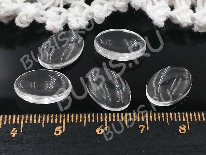 Кабошон стеклянный 03 Овал 14*10*3,3мм прозрачный (стекло)