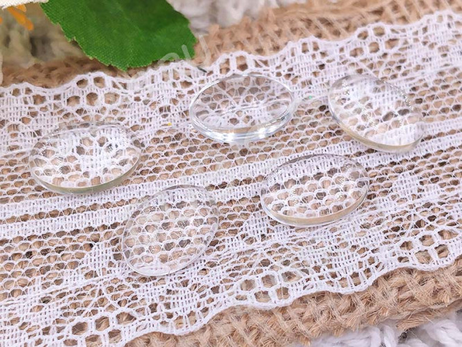 Кабошон стеклянный 03 Овал 14*10*3,3мм прозрачный (стекло)