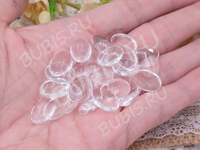 Кабошон стеклянный 03 Овал 14*10*3,3мм прозрачный (стекло)