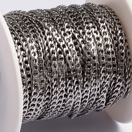 Цепочка S107 ювелирная панцирная "Бордюрная" 4,5*3*0,8мм цвет платины (Хирургическая сталь)(50см)