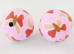 Бусина Fimo 40 округлая с рисунком 14мм т.розовая непрозрачная (Fimo)