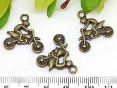 Подвеска Мотоцикл 02 3D с мотоциклистом 21*20*3,5мм античная бронза (литьё)