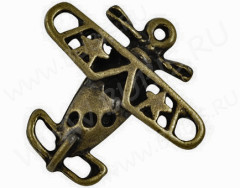 Подвеска Самолёт 02 3D 19*19*3,8мм античная бронза (литьё)