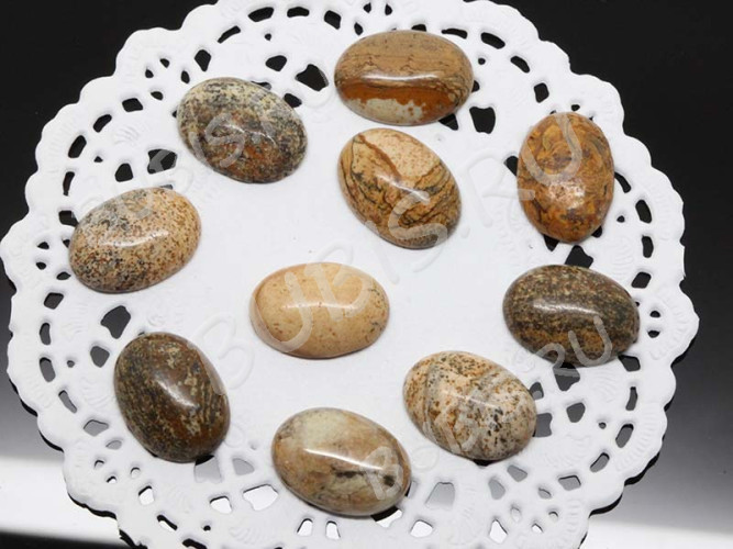 Кабошон каменный 068 Овал 18*13*5мм Яшма пейзажная (камни)