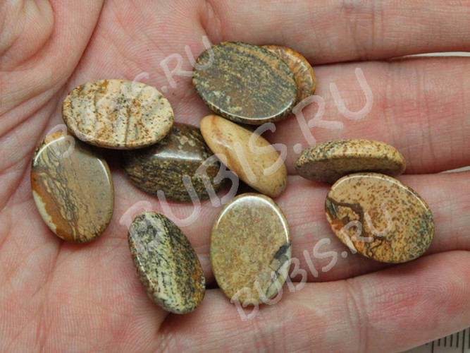 Кабошон каменный 068 Овал 18*13*5мм Яшма пейзажная (камни)