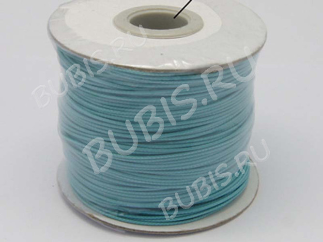 Вощёный полиэстеровый шнур "корейский" 1мм светло-голубо-бирюзовый (1м)