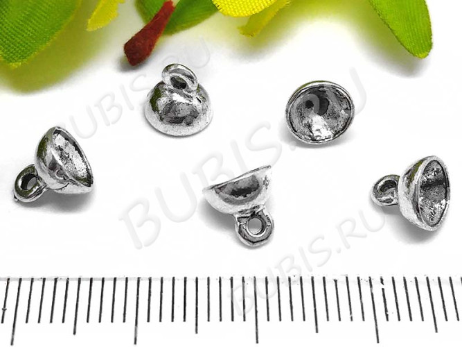Концевик 047 шапочка подвеска 6,5*6,5*6,5мм античное серебро (литьё)