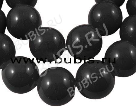 Бусина округлая 10мм чёрная непрозрачная (стекло) (НИТЬ)