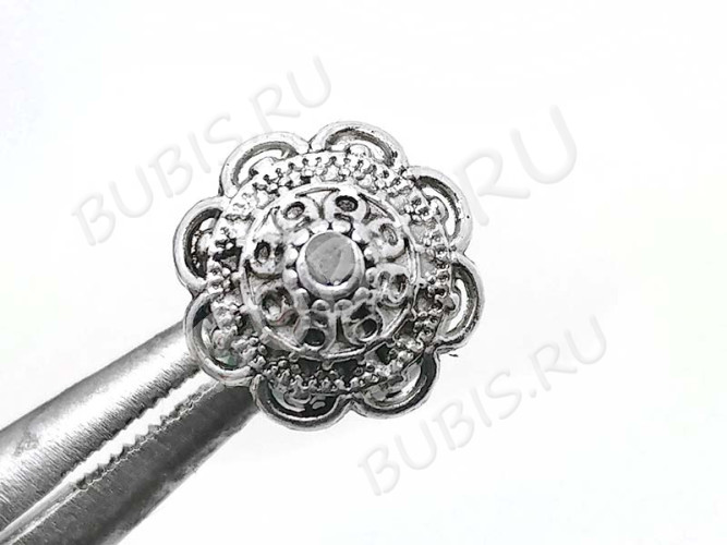 229 Шапочка-колпачок ажурная 14,5*13,5*5,5мм античное серебро (литьё)