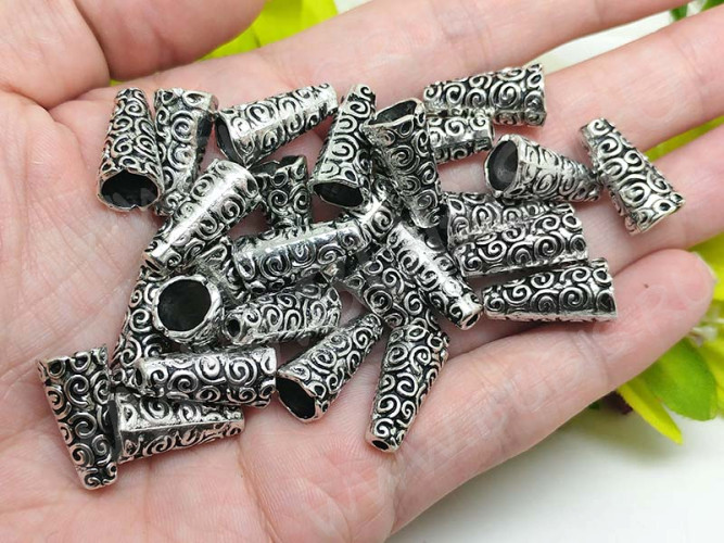 134 Шапочка-конус Завитки 18*9*9мм античное серебро (литьё)