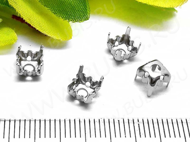 Разделитель 27 Сеттинг с лапками 5мм для риволи/страз 6*6*5мм цвет платины (Brass) (10шт.)