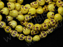 Бусина каменная Череп 03 Говлит 12*11,5*10мм жёлтый (камни)