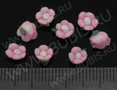 Кабошон декоративный 06 Цветочек 6,5*5,5*2,7мм розовый непрозрачный (керамика)
