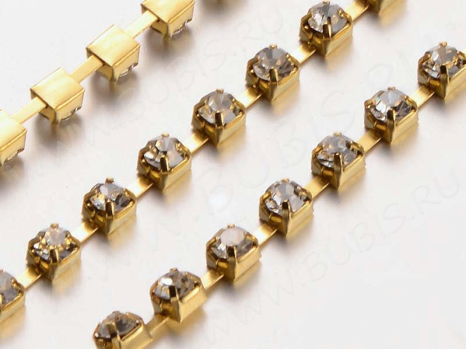 Цепочка C27 СТРАЗОВАЯ 3*3мм золотистая (Brass) (50см)