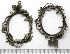 Подвеска Овал 09 3D с бабочками 62,5*41,5*9мм античная бронза (литьё)
