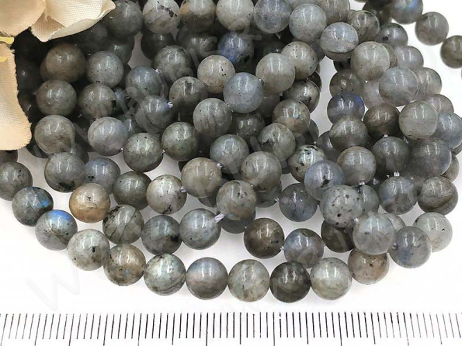 (ОПТ) Бусина округлая 6мм Лабрадорит натуральный (камни) (НИТЬ)