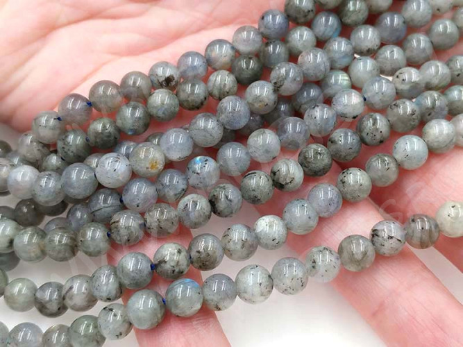 (ОПТ) Бусина округлая 6мм Лабрадорит натуральный (камни) (НИТЬ)