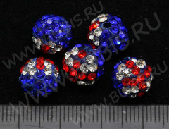 (СКИДКИ!!!) Бусина Шамбала 05 10мм Британский флаг (керамика и стекло) (5ШТ.)