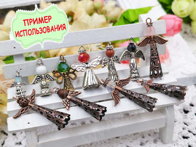 191 Шапочка Конус цветочек 12,5*12,5*11,5мм античное серебро (литьё)