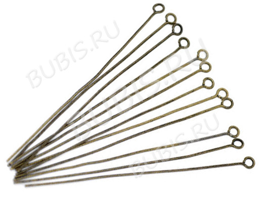 (КРУПНЫЙ ОПТ) Штифт с петлёй 35*0,7мм античная бронза (Iron) (500г)