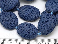 Бусина каменная Овал 30 Лава вулканическая 26*20*7,5мм синяя (камни)