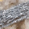 Купить (ОПТ) Бусина кристалл гранёный Кубик 2,5*2,5*2мм прозрачно-серебристый (имитация Сваровски) (НИТЬ) с доставкой по России
