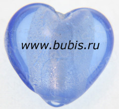 117 Бусина Сердце с серебром 15*15*9мм цвет 08 св.синий (венецианское стекло)