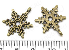 Подвеска Снежинка 14 23*17,5*1,5мм античная бронза (литьё)