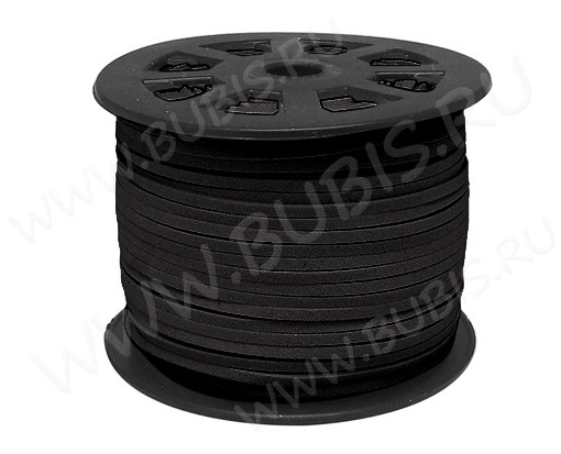 Замшевый шнур 04 плоский 4*1,4мм чёрный (1м)
