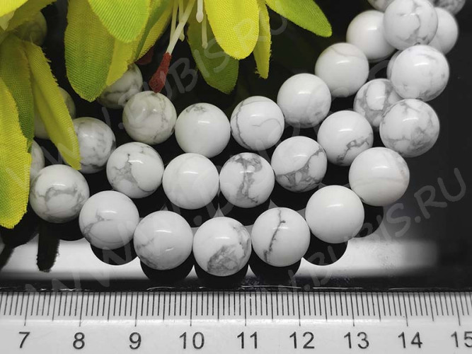 (ОПТ) Бусина округлая 10мм Кахолонг белый (камни) (НИТЬ)