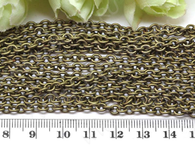 Цепочка C30 с простым плетением звено 3*2,5*0,6мм античная бронза (Brass) (50см)