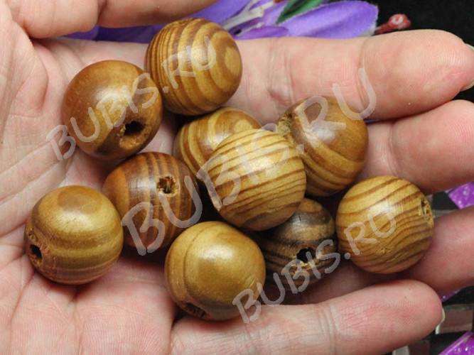 Бусина Округлая полосатая 18*16,5м коричнево-св.коричневая (дерево)