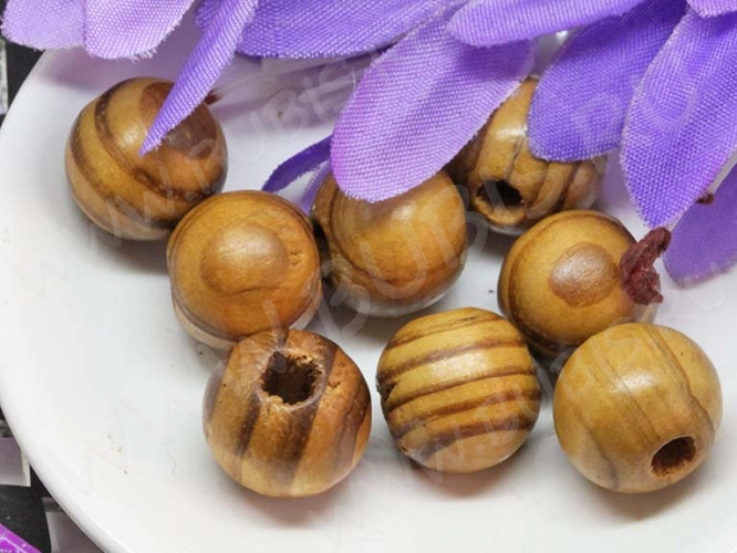 Бусина Округлая полосатая 18*16,5м коричнево-св.коричневая (дерево)