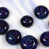 Кабошон Фьюзинг Круглый 15-16мм Дихроик на черном Синий Узор цветки FLO Купить Кабошон Фьюзинг Круглый 15-16мм Дихроик на черном Синий Узор цветки FLO с доставкой по России