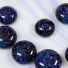 Кабошон Фьюзинг Круглый 15-16мм Дихроик на черном Синий Узор цветки FLO Купить Кабошон Фьюзинг Круглый 15-16мм Дихроик на черном Синий Узор цветки FLO с доставкой по России