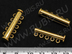 Магнитный замочек №24 слайдер, лифт на 5 нитей 31*11*7мм античное золото (Brass)