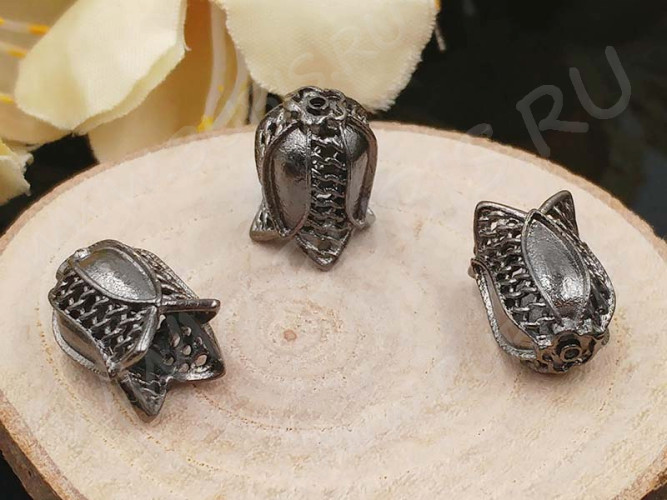 264 Шапочка ажурная 73 Тюльпанчик 11,5*9*8мм чёрный никель (Milano LUX) (Brass)