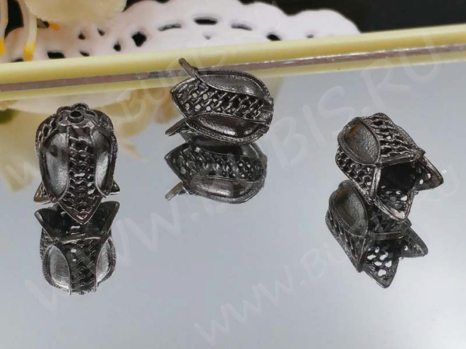 264 Шапочка ажурная 73 Тюльпанчик 11,5*9*8мм чёрный никель (Milano LUX) (Brass)