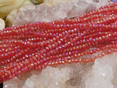 (СКИДКИ!!!) Бусина кристалл гранёный абакус 3*3*2мм св.красный с АВ прозрачный (имитация Сваровски) (НИТЬ)