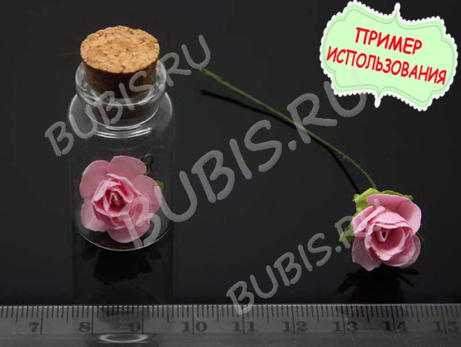 (СКИДКИ!!!) Цветок для декора 01 бумажный 70*10*10мм св.голубо-бирюзовый с белым (декор) (12шт.)