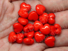 Бусина Сердечко 10 3D 10*10*5,5мм красное непрозрачное (акрил) (20шт)