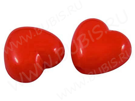 Бусина Сердечко 10 3D 10*10*5,5мм красное непрозрачное (акрил) (20шт)