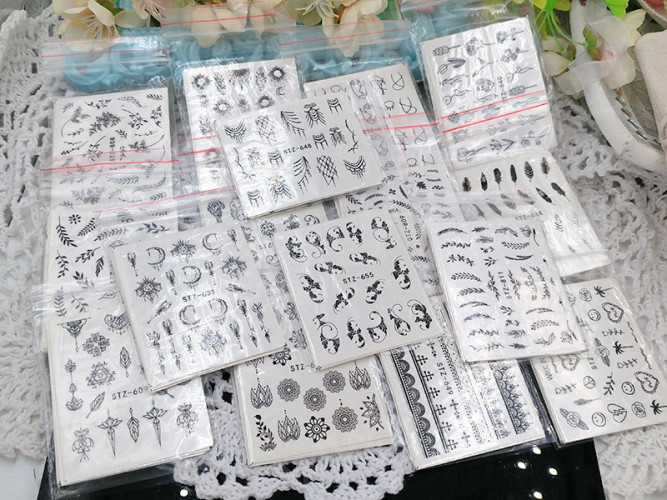 Стикеры 01 слайдеры 6,5*5см МИКС чёрно-белых узоров (декор) (5шт.)