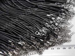 Шнур с замочком 45 вощёный полиэстеровый &quot;корейский&quot; круглый 1,5мм черный (60см)