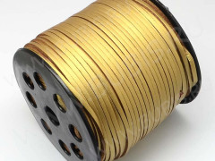 Шнур кожаный 49 кожзам полоска 2,7*1,5мм золотистый (1м)