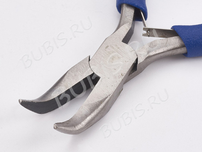 Тонкогубцы 30 утконосы изогнутые без бороздок 125мм с синими ручками (инструменты для бижутерии)